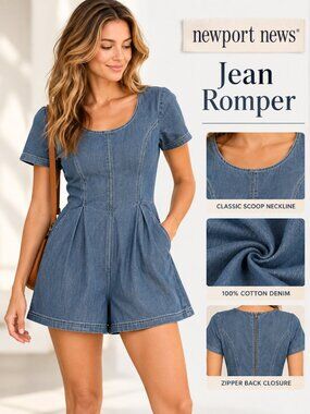 Vintage 90s Newport News Jean Denim Romper - Size 12
